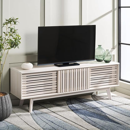 SAFAVIEH ESMA TV Stand for up to 65" Flatscreen – Bleached White, Sliding Doors - Image 2