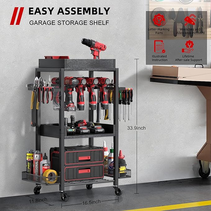 Olakee Power Tool Organizer Garage Storage Organization Shelving Tool Holder - Image 7