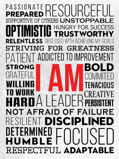 HoneyKICK I AM Affirmations Canvas Wall Art - Color Edition 12x16 Framed Motivational Canvas - Inspirational Wall Decor for Bedroom, Office, Living Room - Positive Affirmation Art