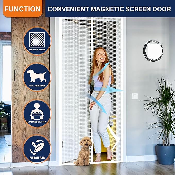 Magnetic Screen Door, Self Sealing Magnets, Easy Install Screen Doors - Image 2