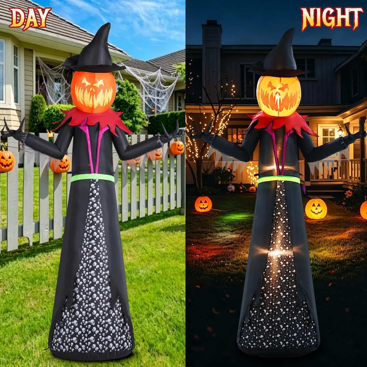 Halloween Inflatable 9FT Giant Pumpkin Witch Outdoor Decorations