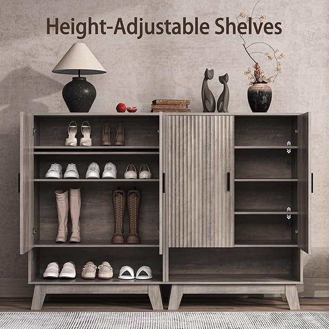 4-Tier Fluted Shoe Cabinet - Image 3