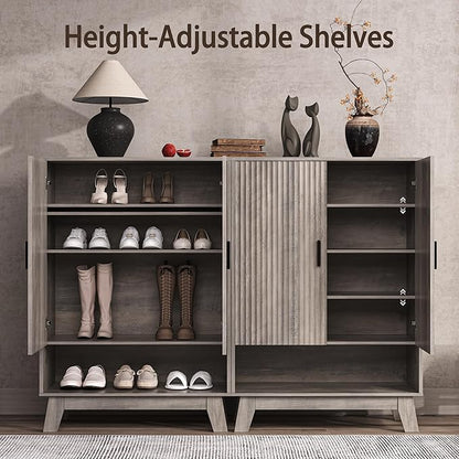 4-Tier Fluted Shoe Cabinet - Image 3