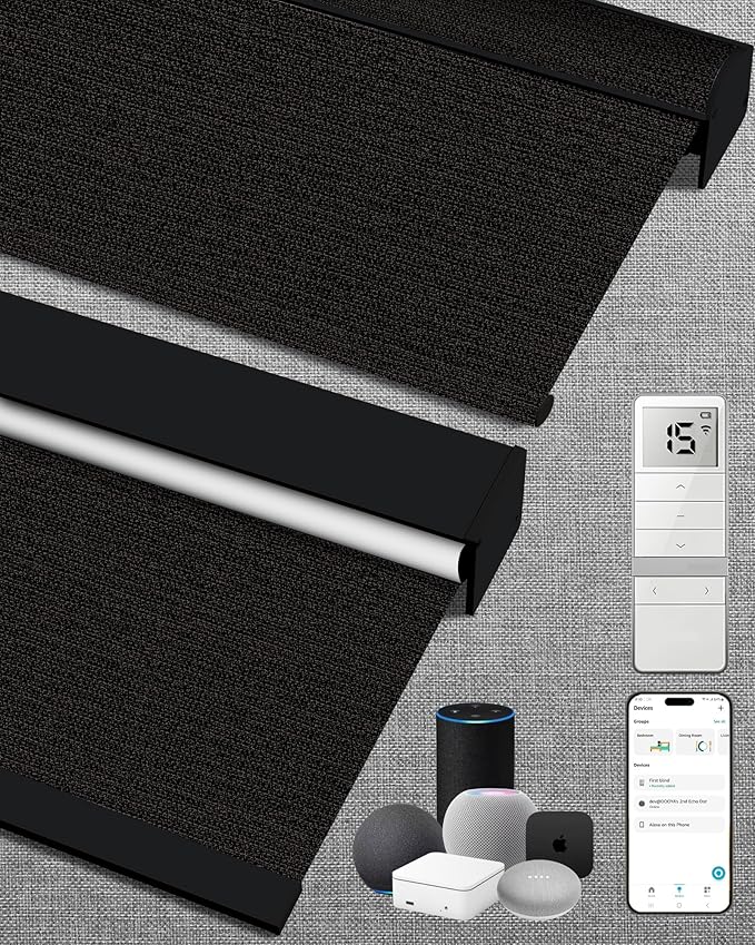 Kincmo Motorized Blinds with Remote, 100% Blackout Motorized Roller Shades Work by KincmoBlinds