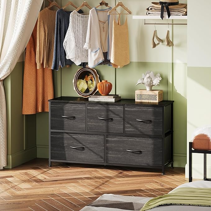 WLIVE Dresser for Bedroom with 5 Drawers, Wide Chest of Drawers, Fabric Dresser - Image 2