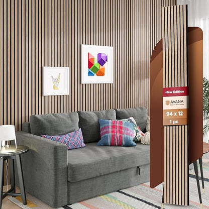 Avana Modern Acoustic Wood Wall Panels – 94.4 X 12.6 Inch White Oak Acoustic by AvanaHome