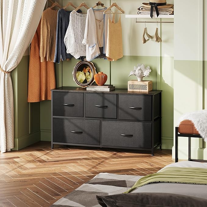 WLIVE Dresser for Bedroom with 5 Drawers, Wide Chest of Drawers, Fabric Dresser - Image 2