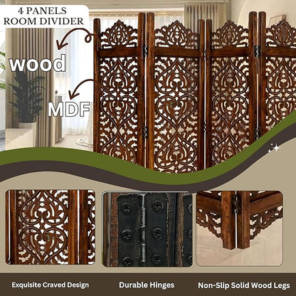 Lightnpro 4-Panel Wood-Heart Room Divider 64" × 48" - Image 2