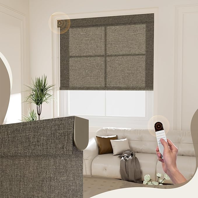 Boolegon Motorized Light Filtering Roller Blinds by Boolegon