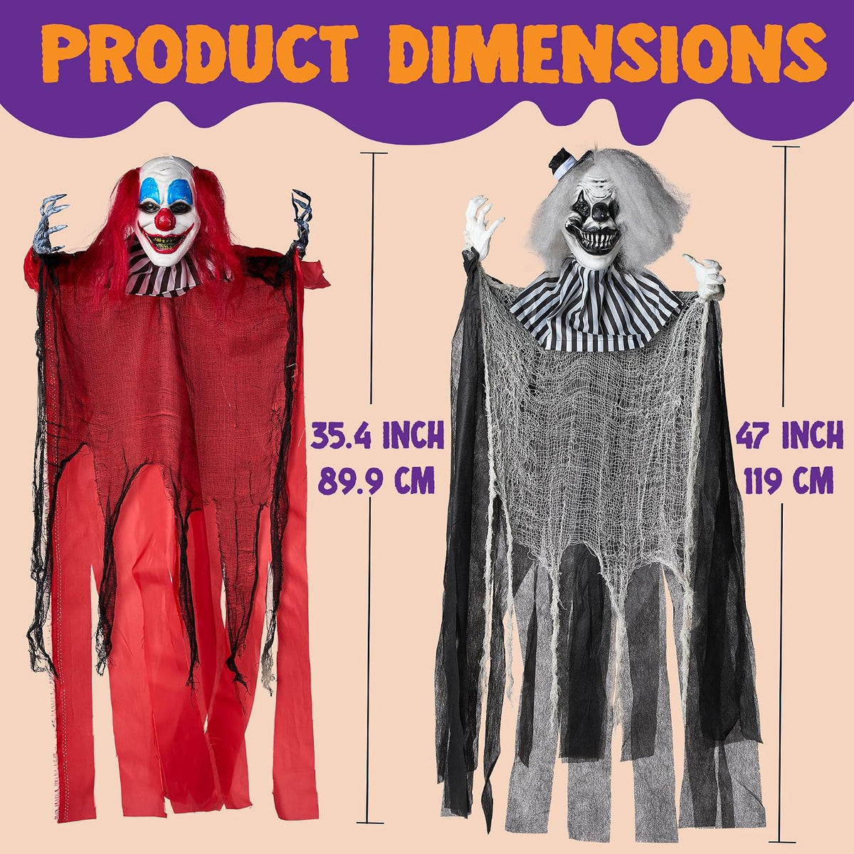 JOYIN 3 Pcs Hanging Clown Decor Halloween Decorations Outdoor, Party Supplies...
