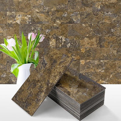 Vamos Tile 100 Pieces Peel and Stick Backsplash Tiles, Rust Slate Stick on by VamosTile