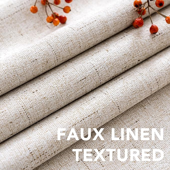 H.VERSAILTEX Primitive Linen Curtains 100% Blackout Curtain Drapes Burlap - Image 4