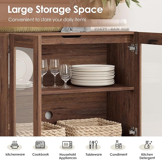 WAMPAT Modern TV Stand with Glass Doors - Image 8