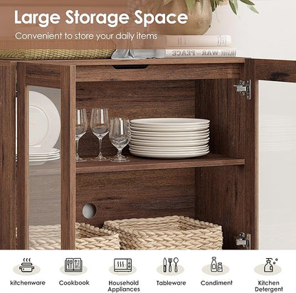 WAMPAT 63 Inch TV Stand with Glass Doors - Image 6