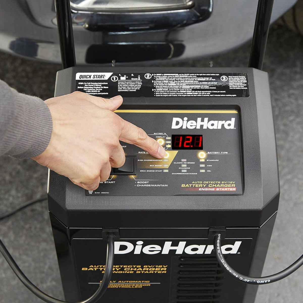 DieHard 71341 6/12V Gold Smart Wheel Battery Charger and 50/250A Maintainer