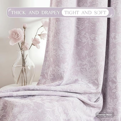 Beauoop Purple Floral Jacquard Blackout Curtains 84 Inches Long 2 Panels - Image 8