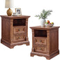 T4TREAM Farmhouse Nightstand Set of 2, Wooden End Table w/Roman Column by T4TREAMFurniture