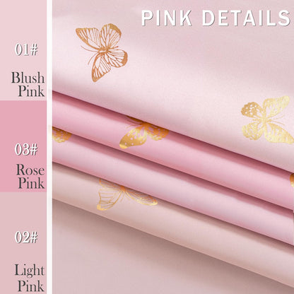 Jubilantex Rose Pink Metallic Gold Butterfly Blackout Curtains 54" Long for Small Window Girls Bedroom Nursery Window Curtains,Grommet Top 2 Panels