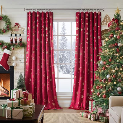 FMFUNCTEX Red Christmas Velvet Blackout Curtains - Image 6