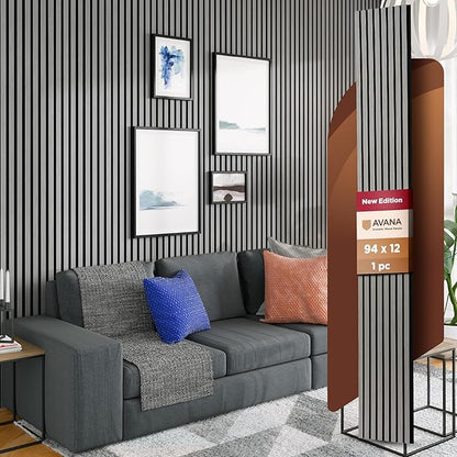 Avana Modern Acoustic Wood Wall Panels – 94.4 X 12.59 Inch Gray Oak Acoustic by AvanaHome