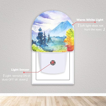 Axxitude Watercolor Mountain Forest Night Lights Plug into Wall - Image 2