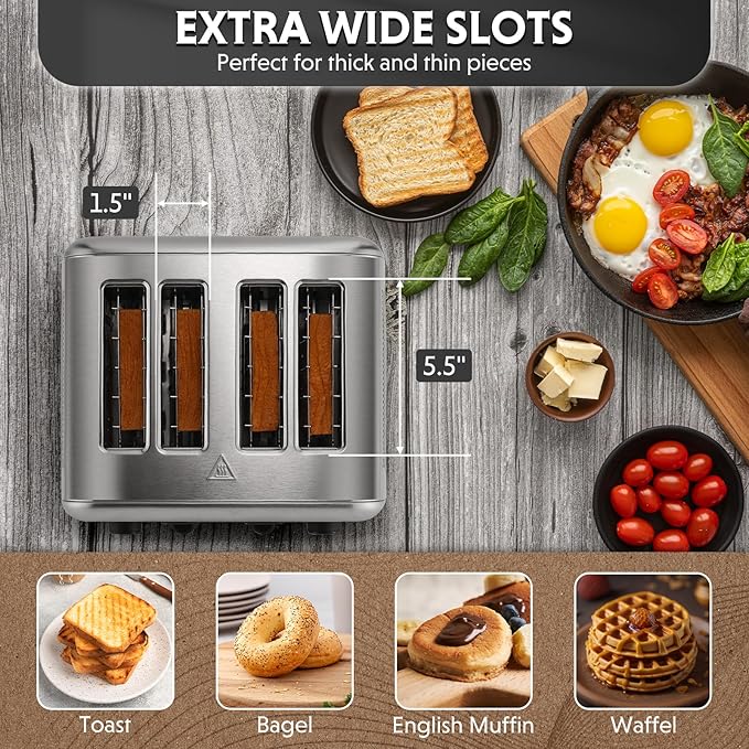 BUYDEEM DT440 4 Slice Toaster, Stainless Steel Toaster - Image 3