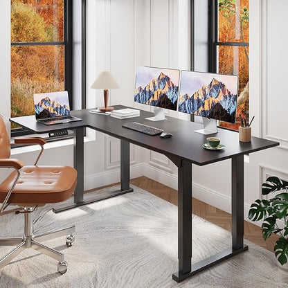 SANODESK 4-Leg L Shaped Standing Desk, Electric Height Adjustable Desk - Image 2