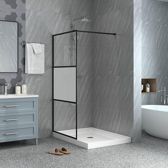 Goodyo Shower Door 34“ X 72” Fixed Frost Tempered Glass Shower Screen Panel - Image 2