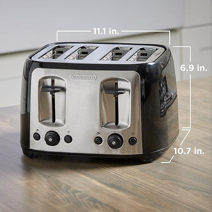 BLACK+DECKER 4-Slice Toaster, Extra Wide Slots, 7 Shade Settings, 1400 Watts - Image 6