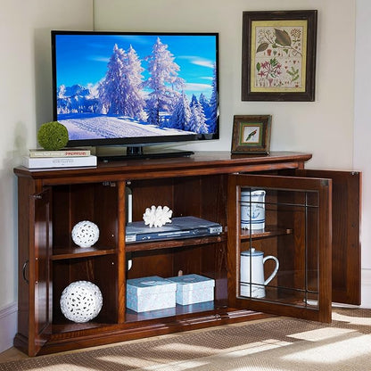 Leick Home 80385 Leaded Glass Three Door Corner TV Stand - Image 7