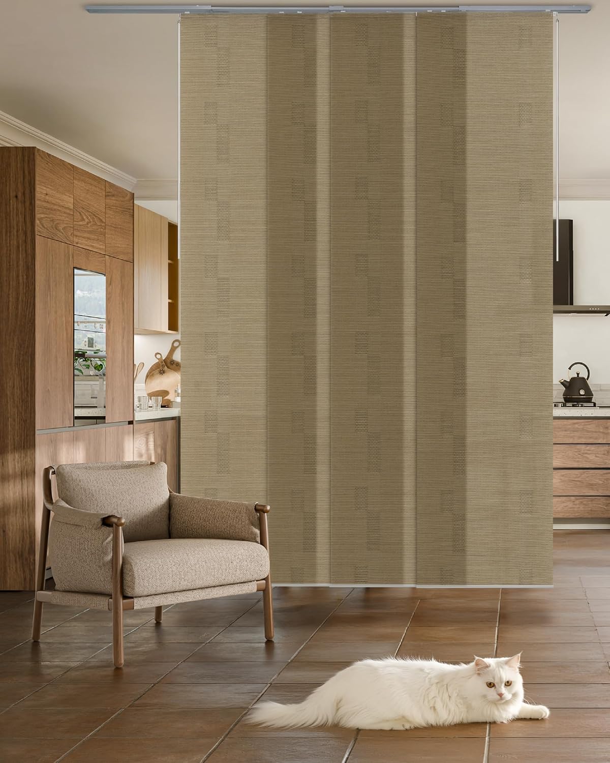 Panel Blinds Semi-Sheer 45.8"-86" x 96", Yucca | Semi-Sheer Panel Track Blinds for Room Dividers, Sliding Glass and Closet Doors with Adjustable Track, Trimmable to 96"