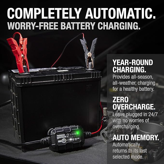 NOCO GENIUS2: 2A 6V/12V Smart Battery Charger – Automatic Maintainer, Trickle - Image 7