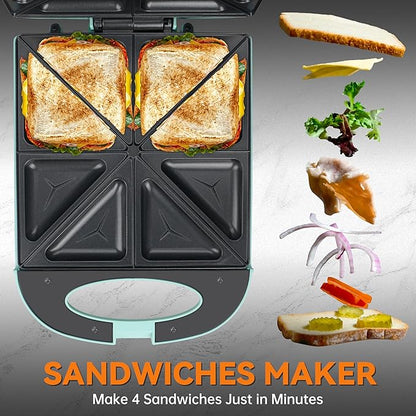 Baker’s Friend Breakfast Sandwich Maker, 4 Slices of Panini Grill Press - Image 3