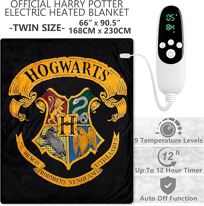 Harry Potter Gifts Heated Blanket Electric, Twin Size Luxurious Fleece Weighted - Image 3