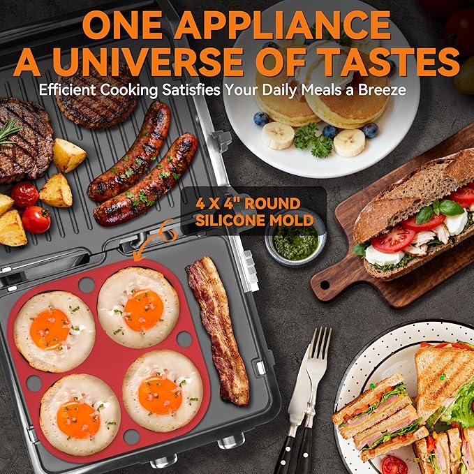 Baker's Friend 4-slice Panini Press Grill Cheese Sandwich Maker, Electric Grill - Image 5