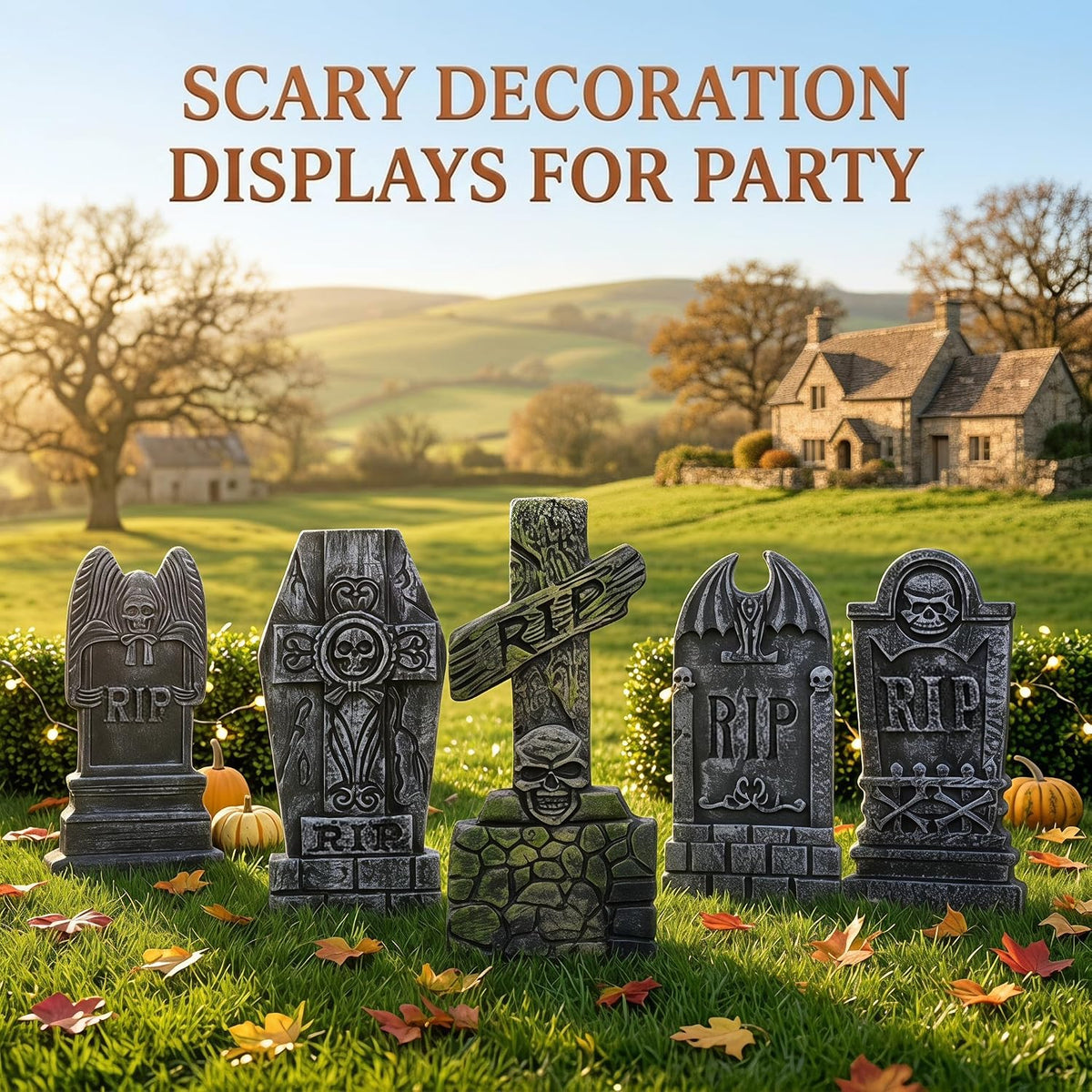 Kendane Halloween Decorations Outdoor RIP 5PACK Tombstone Yard Stakes