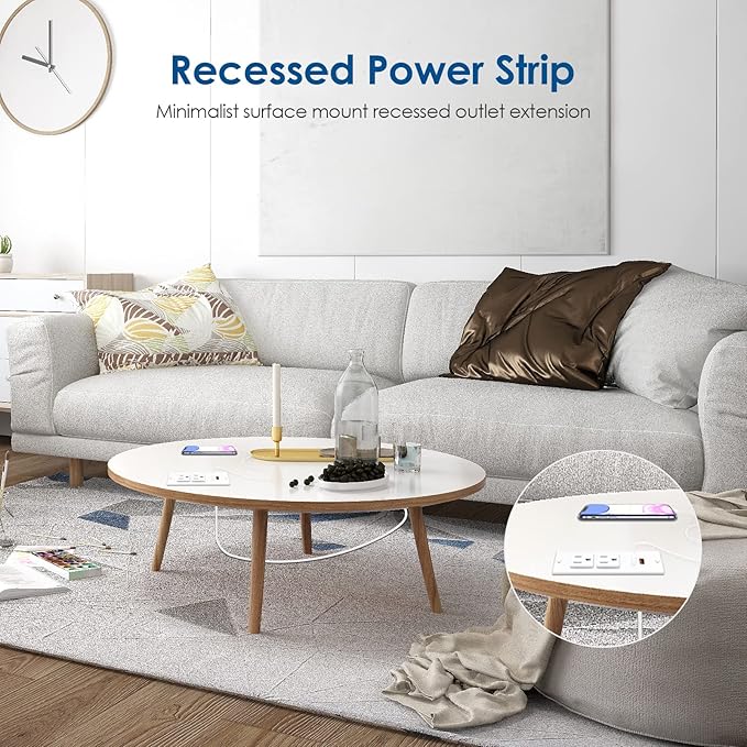 Conference Recessed Power Strip USB C PD 20W Fast Charging, Furniture Recessed - Image 4