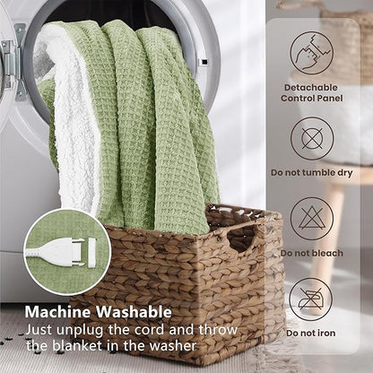 Heated Blanket Electric Throw Waffle, 50x60 Inches Sherpa Fleece Fast Heating - Image 9