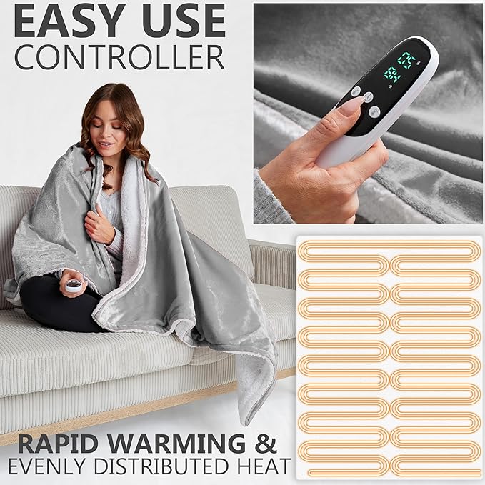 Heated Blanket Electric Luxurious Fleece Twin Blanket, 9 Heat Settings & 12H - Image 3