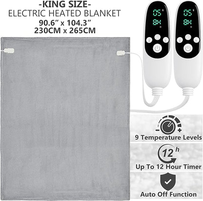 Heated Blanket Electric Luxurious Fleece King Blanket, 9 Heat Settings & 12H - Image 2