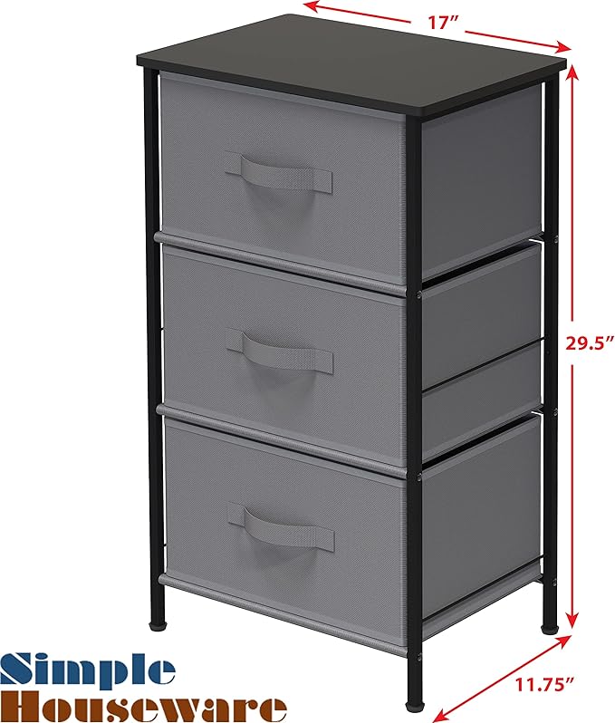 Simple Houseware 3 Drawer Nightstand Dresser - Image 3
