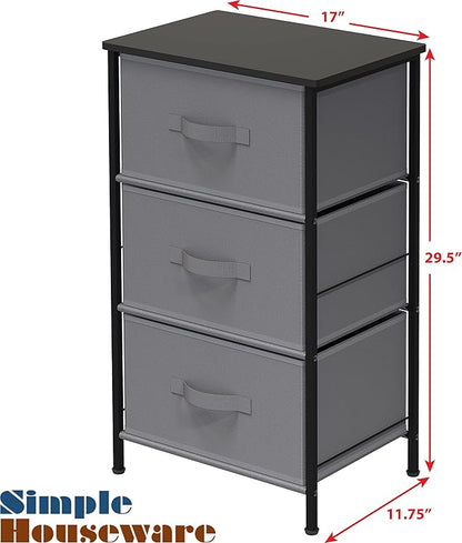 Simple Houseware 3 Drawer Nightstand Dresser - Image 3