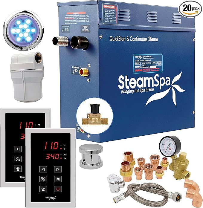 SteamSpa 7.5kW Steam Sauna Generator Executive Bundle 240V Steam Generator by SteamSpa