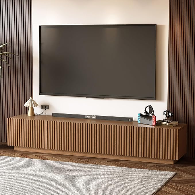 86.61" Mid-Century Modern TV Stand, Walnut Entertainment Center by Gaoyangjiaju
