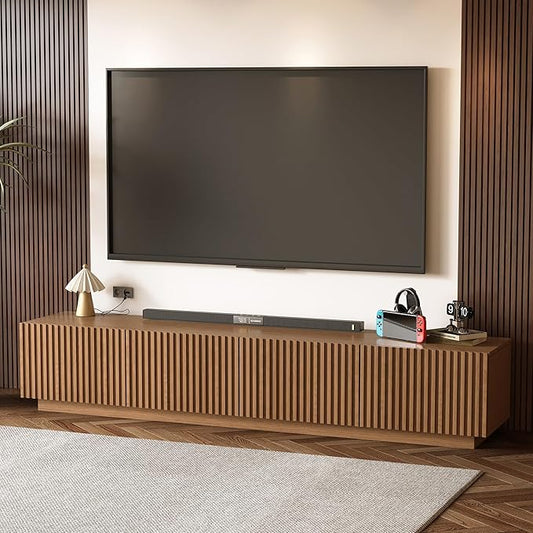 86.61" Mid-Century Modern TV Stand, Walnut Entertainment Center by Gaoyangjiaju