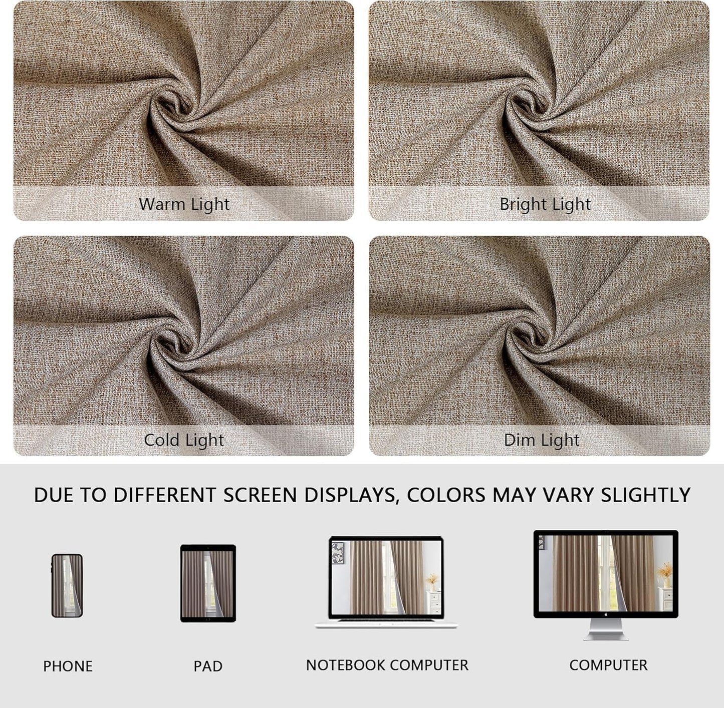 IGEMAEVE Blackout Curtains for Bedroom Rod Pocket Linen 52" W x 84" L | Living Room | Privacy | Room Darkening | Thermal | Insulated | Window Drape