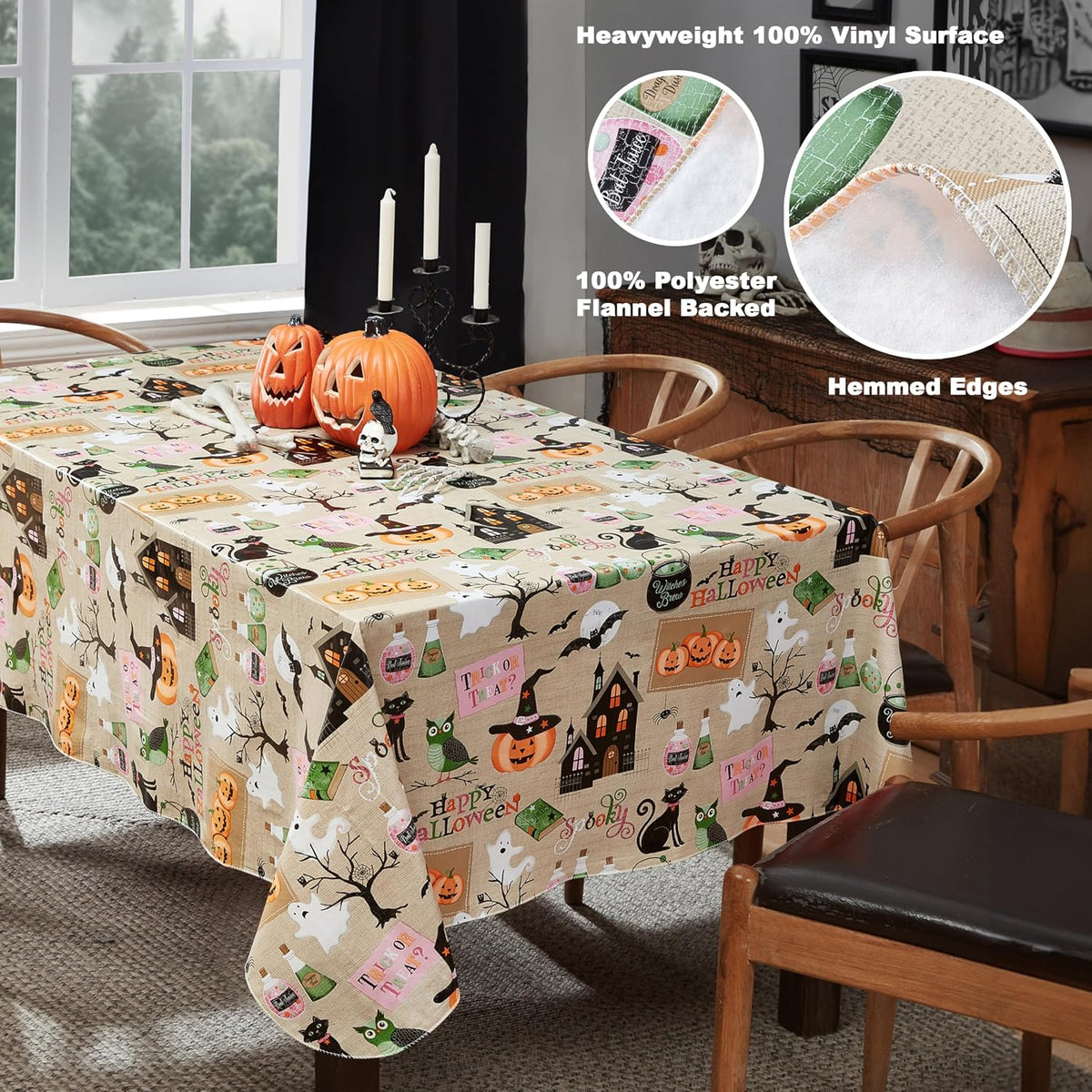 Newbridge Halloween Witches Brew 60 x 102 Inch Rectangle Vinyl Tablecloth