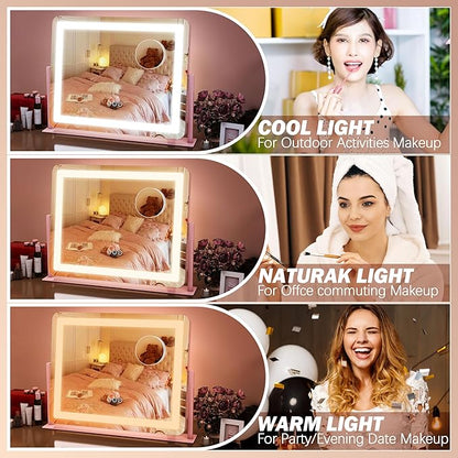 FENNIO Vanity Mirror with Lights 22''x17'' Makeup Mirror, Vanity Mirror Touch - Image 2