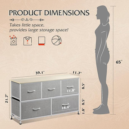 WLIVE Dresser for Bedroom with 5 Drawers, Wide Chest of Drawers, Fabric Dresser - Image 3