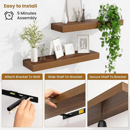 Fun Memories Floating Shelves Set of 2, 24 Inch Floating Shelves - Image 5